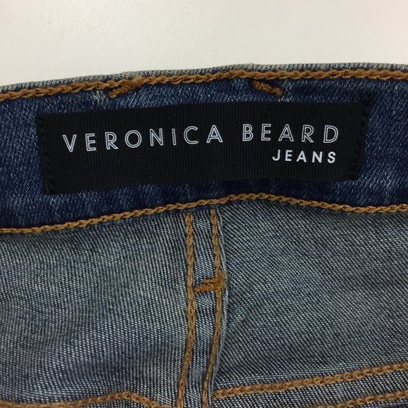 VERONICA BEARD Beacon Wash Carolyn Baby Boot High Rise Raw Asymmetric Hem Jeans - Picture 2 of 12